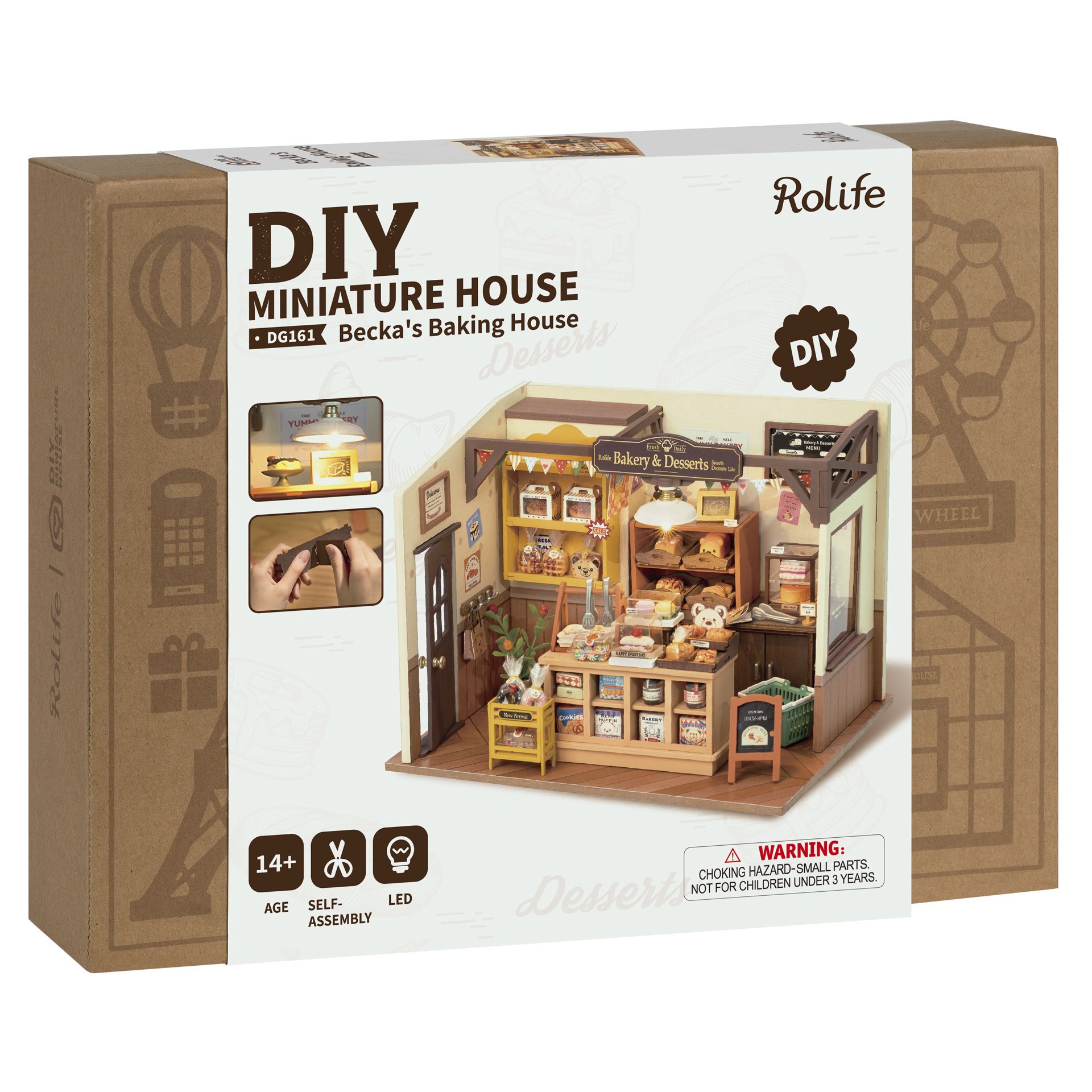 slide 8 of 14, Robotime Rolife Becka's Baking House Diy Miniature House Kit, 6.18 in x 5.87 in x 8.46 in