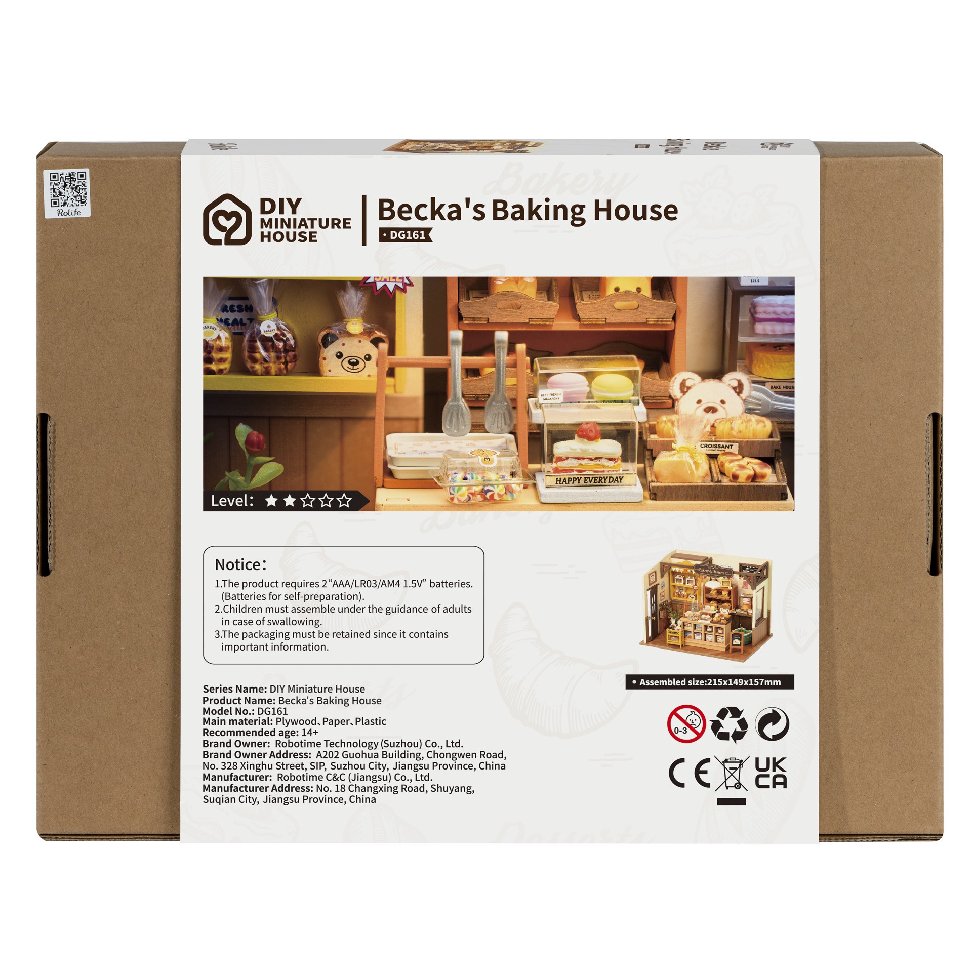 slide 10 of 14, Robotime Rolife Becka's Baking House Diy Miniature House Kit, 6.18 in x 5.87 in x 8.46 in