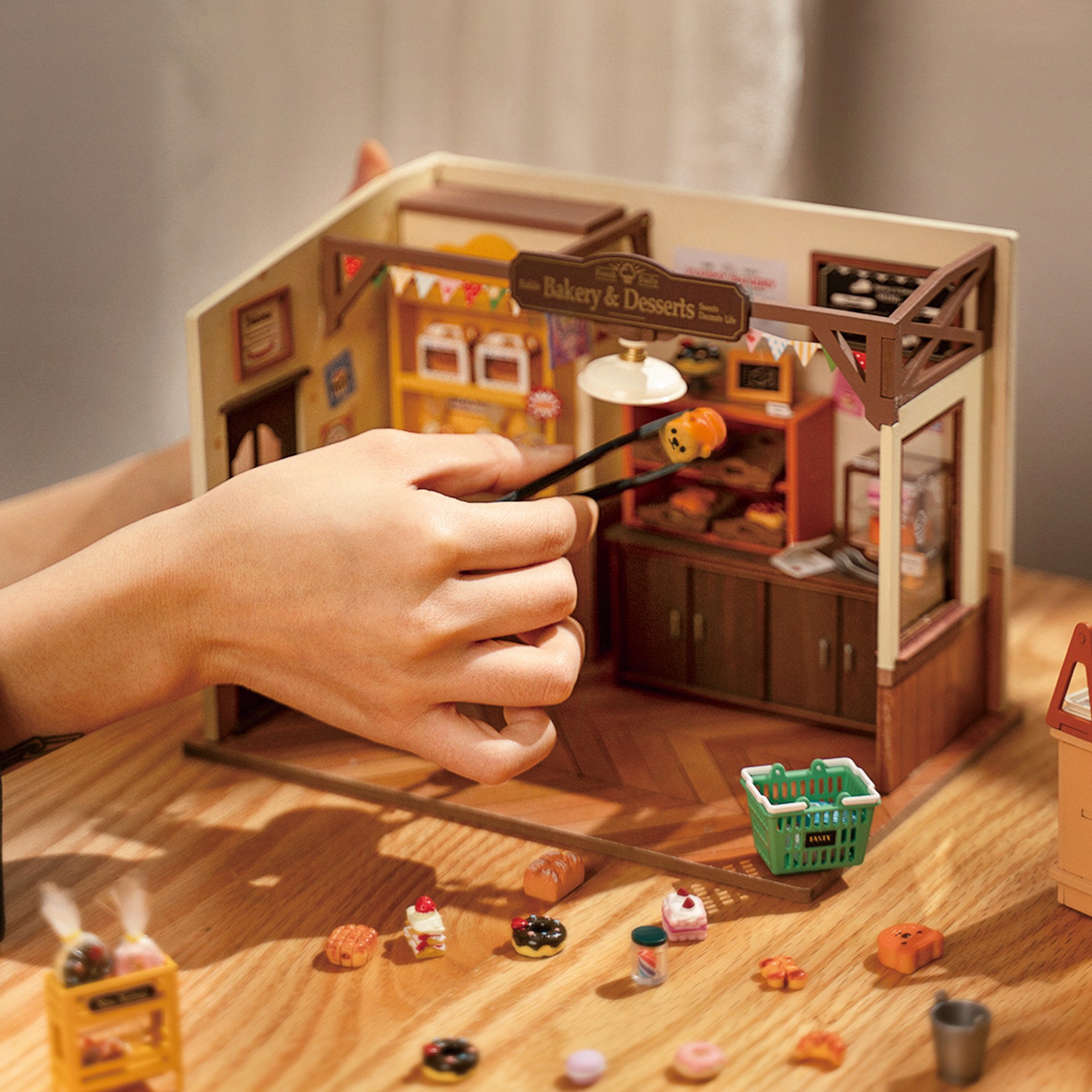 slide 6 of 14, Robotime Rolife Becka's Baking House Diy Miniature House Kit, 6.18 in x 5.87 in x 8.46 in