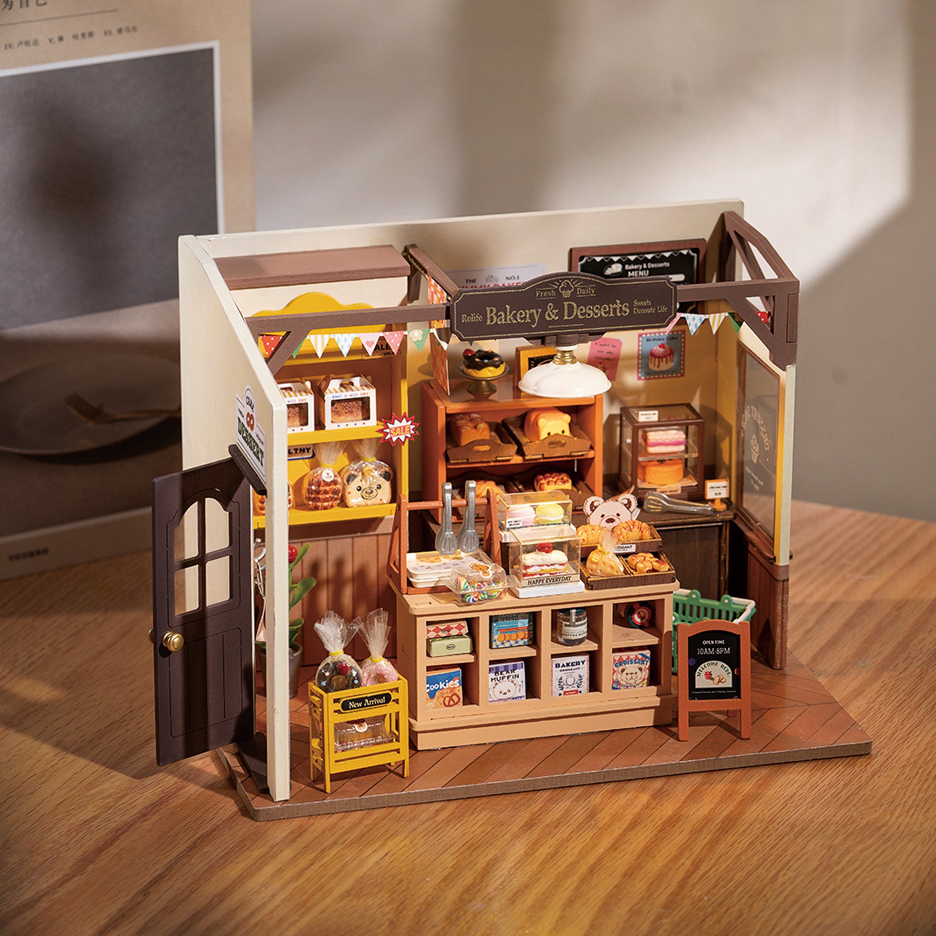 slide 5 of 14, Robotime Rolife Becka's Baking House Diy Miniature House Kit, 6.18 in x 5.87 in x 8.46 in