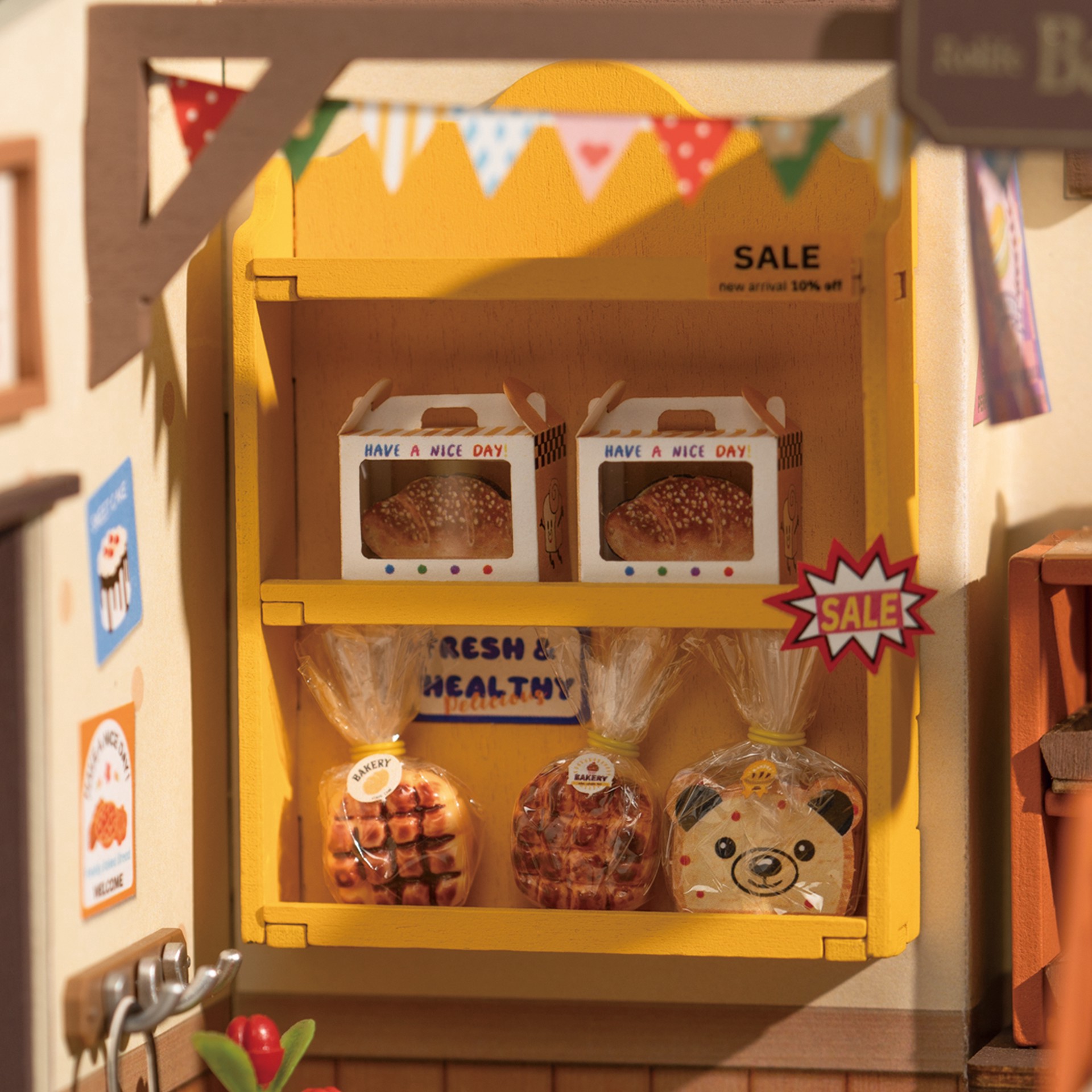 slide 4 of 14, Robotime Rolife Becka's Baking House Diy Miniature House Kit, 6.18 in x 5.87 in x 8.46 in