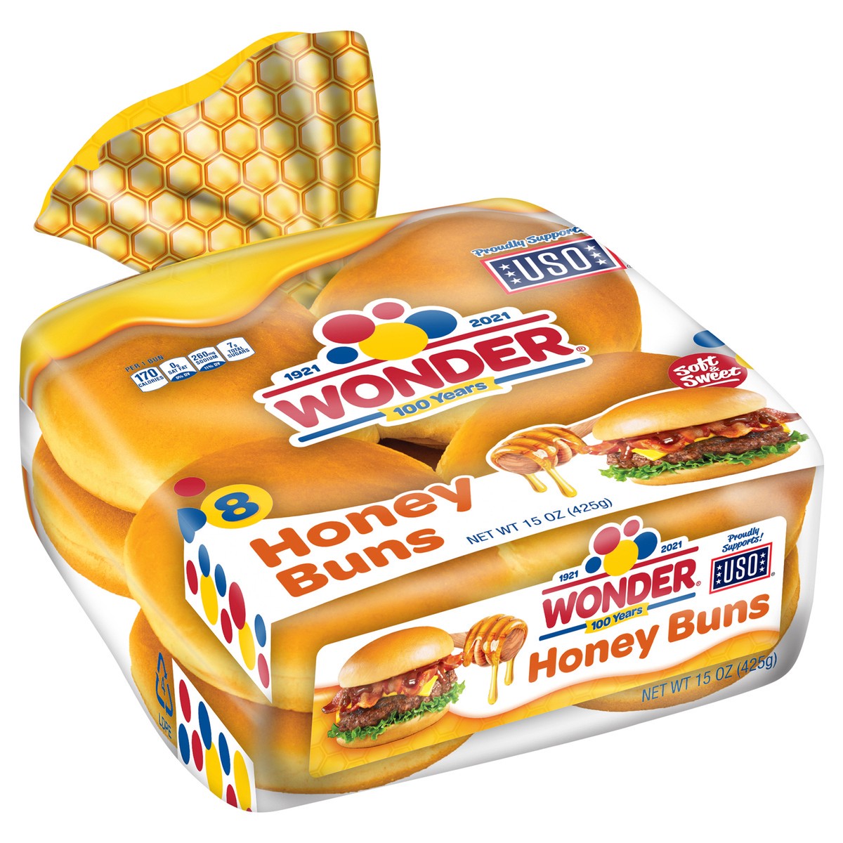 slide 2 of 8, Wonder Soft & Sweet Honey Buns 8 ea, 8 ct