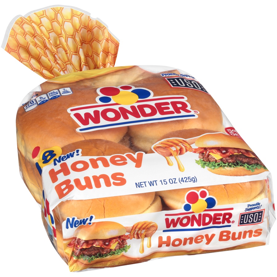 slide 2 of 8, Wonder Honey Hamburger Buns, 1 oz