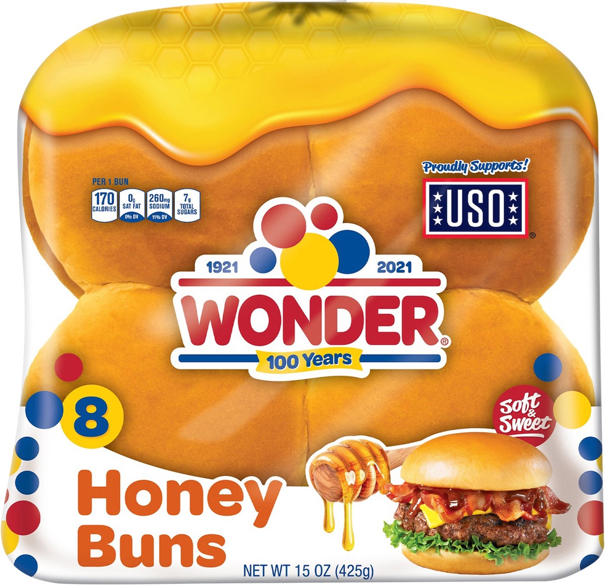 slide 5 of 8, Wonder Soft & Sweet Honey Buns 8 ea, 8 ct