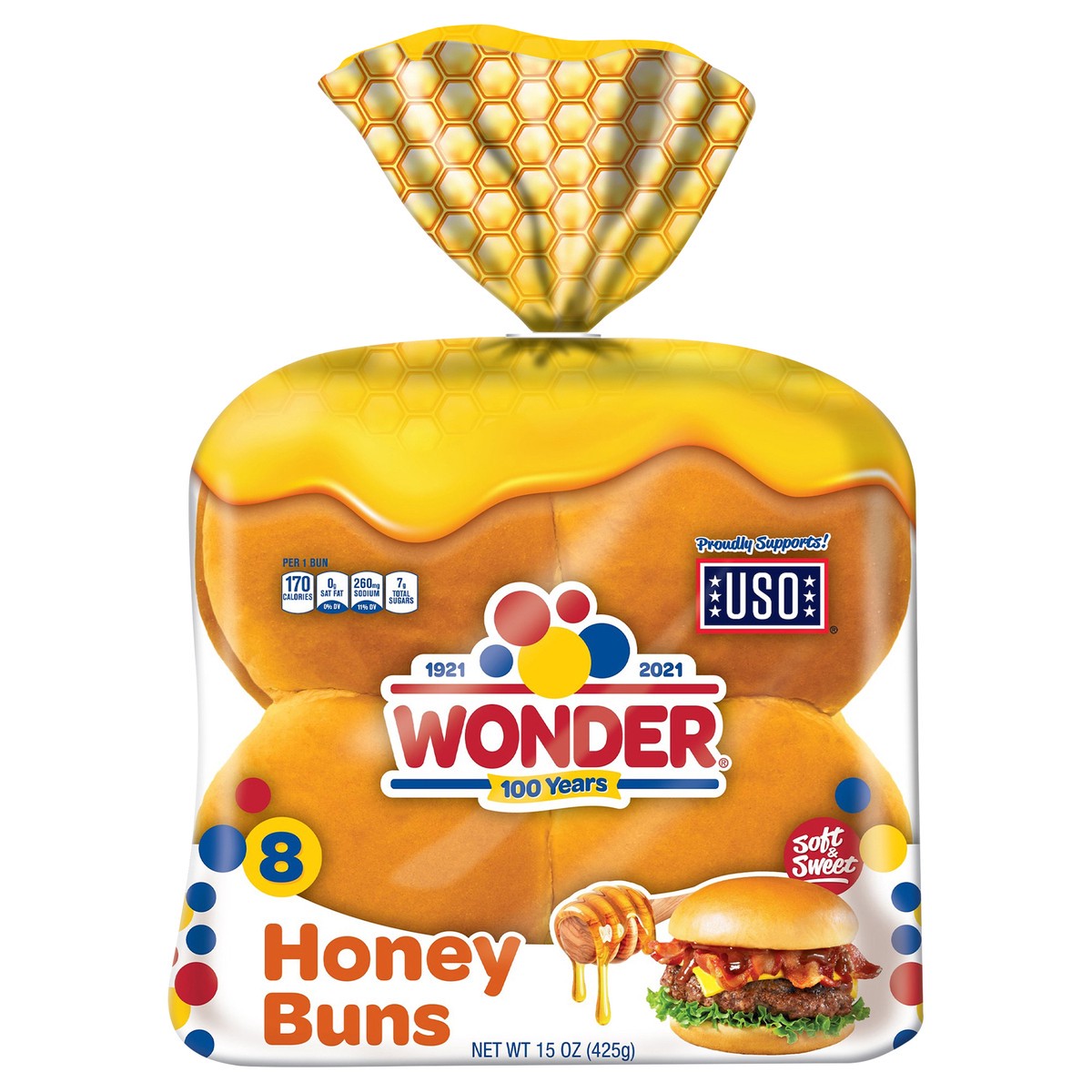 slide 1 of 8, Wonder Soft & Sweet Honey Buns 8 ea, 8 ct