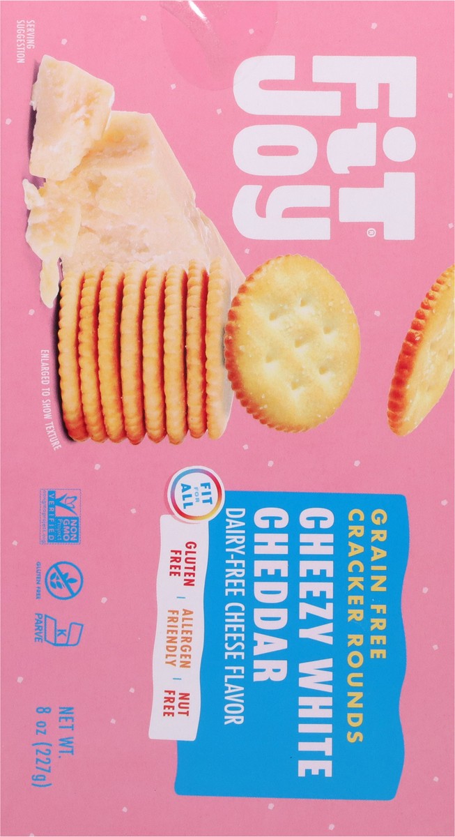 slide 11 of 16, FitJoy Grain Free Cheezy White Cheddar Cracker Rounds 8 oz, 8 oz
