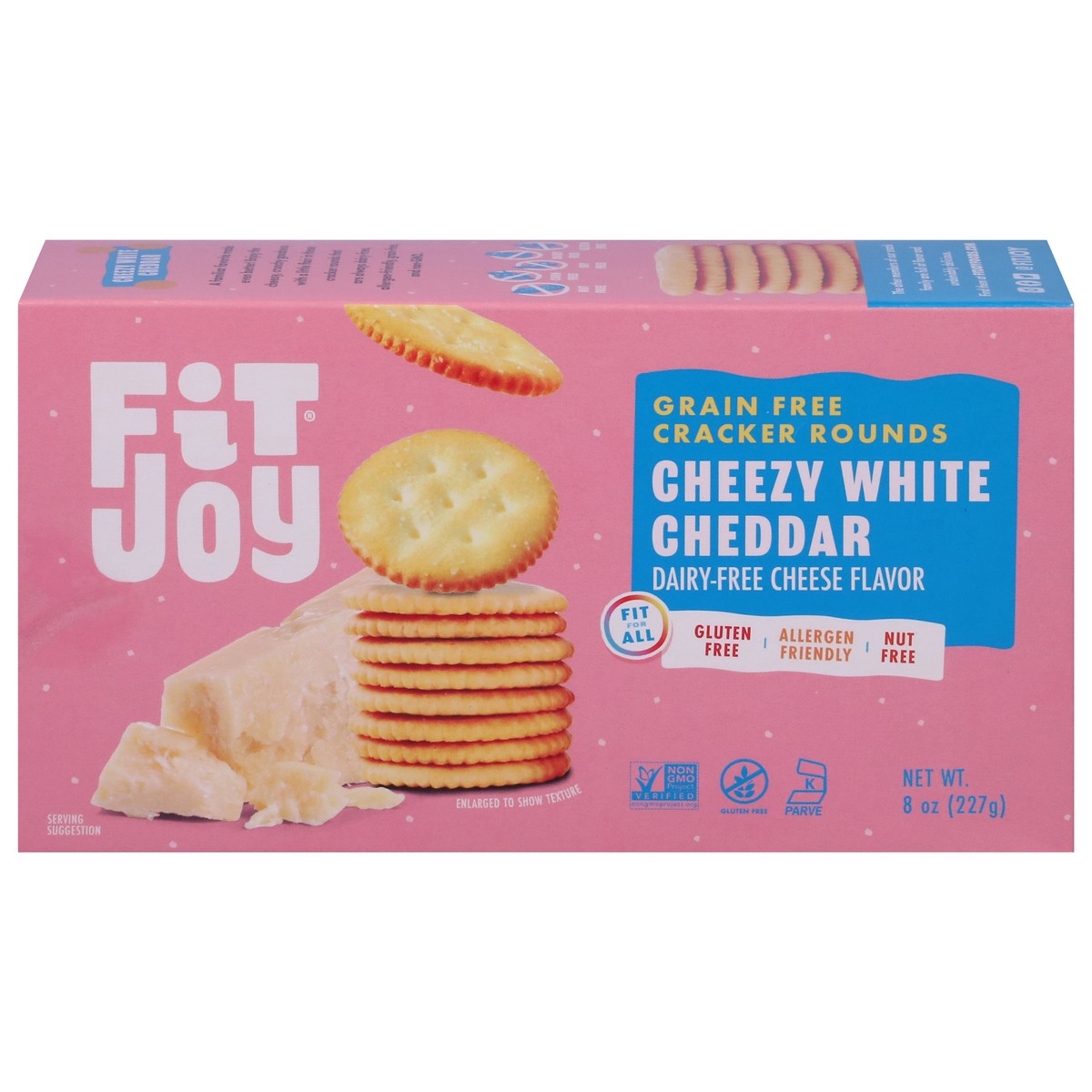 slide 16 of 16, FitJoy Grain Free Cheezy White Cheddar Cracker Rounds 8 oz, 8 oz
