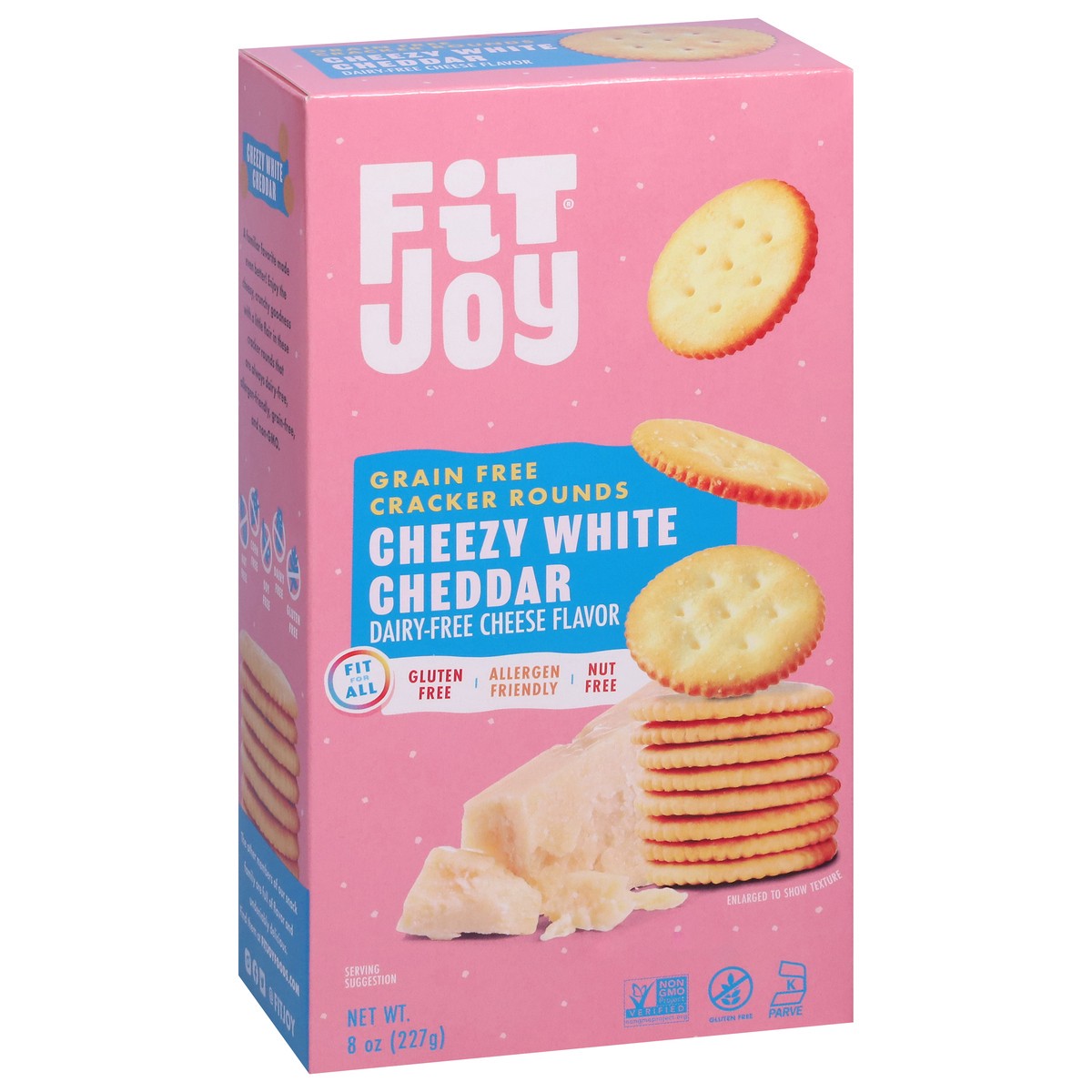 slide 5 of 16, FitJoy Grain Free Cheezy White Cheddar Cracker Rounds 8 oz, 8 oz