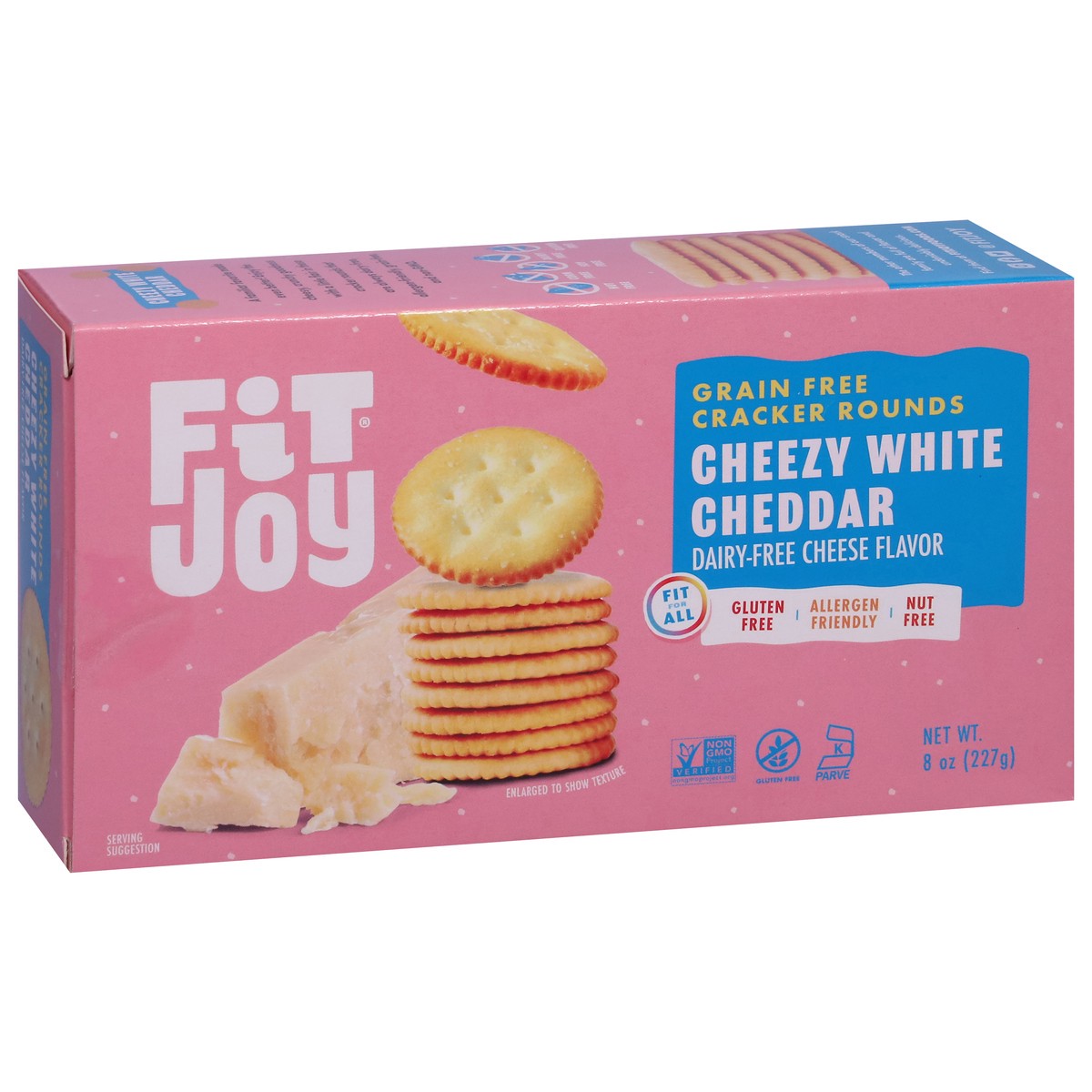 slide 2 of 16, FitJoy Grain Free Cheezy White Cheddar Cracker Rounds 8 oz, 8 oz