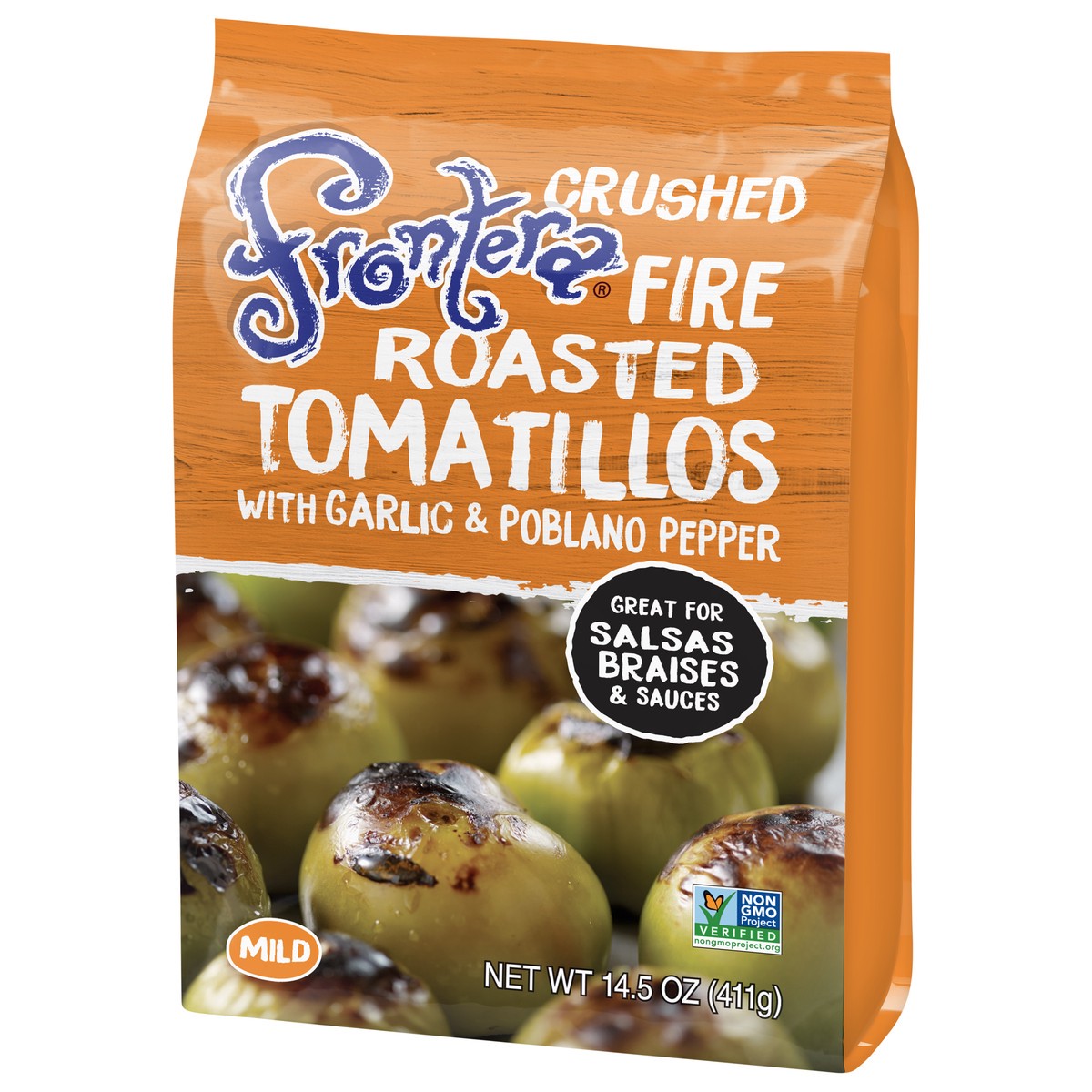 slide 3 of 9, Frontera Mild Crushed Fire Roasted Tomatillos with Garlic & Poblano Pepper 14.5 oz, 14.5 oz