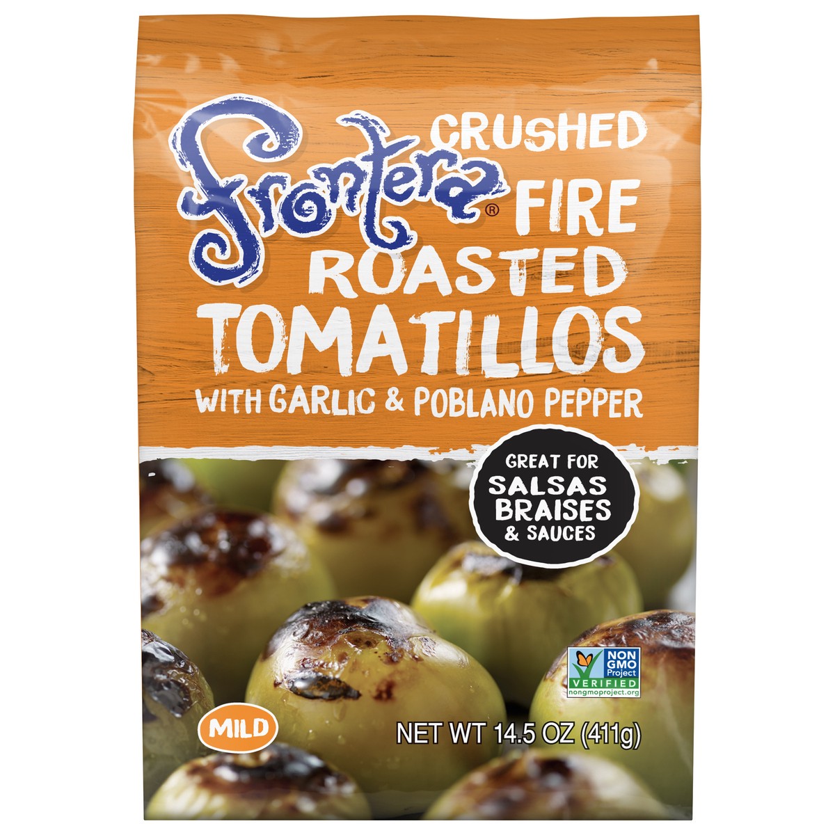 slide 8 of 9, Frontera Mild Crushed Fire Roasted Tomatillos with Garlic & Poblano Pepper 14.5 oz, 14.5 oz