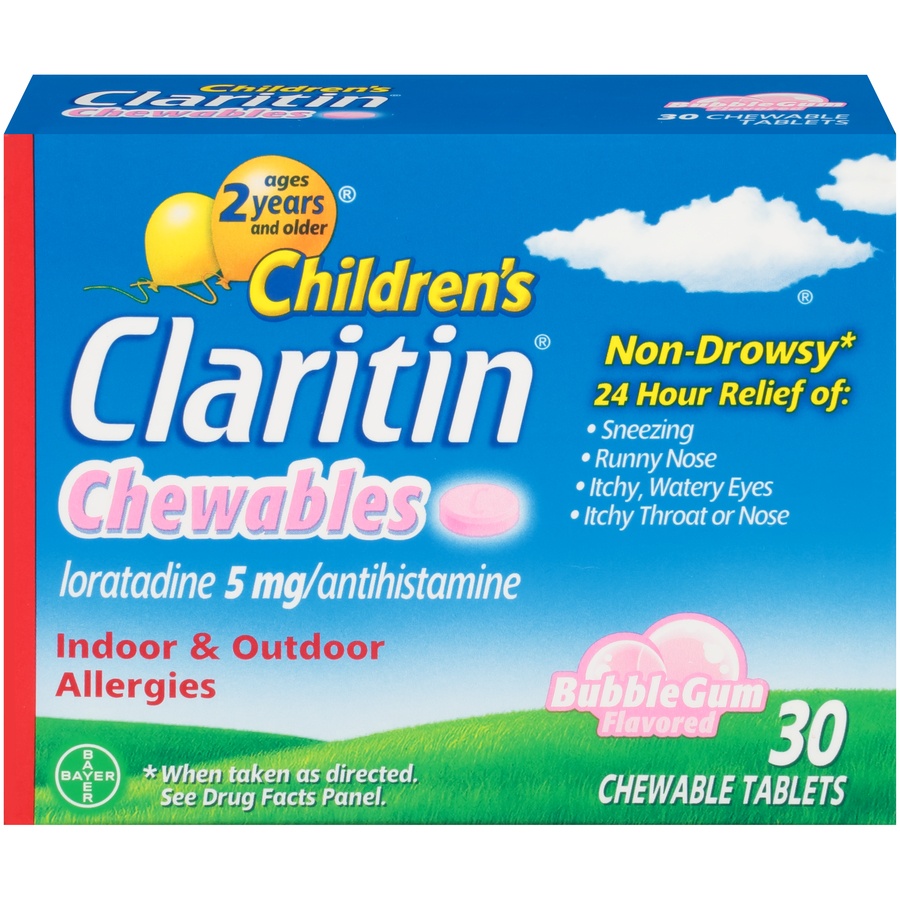 Children's Claritin 24 Hour Non Drowsy Allergy Relief Bubble Gum ...