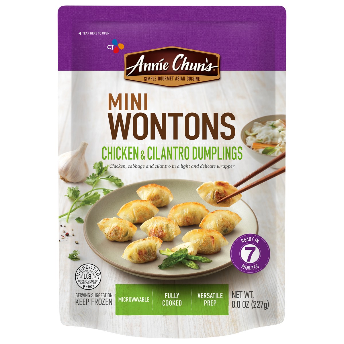 slide 1 of 1, Annie Chun's Chicken & Cilantro Wontons Mini 8.0 oz, 8 oz