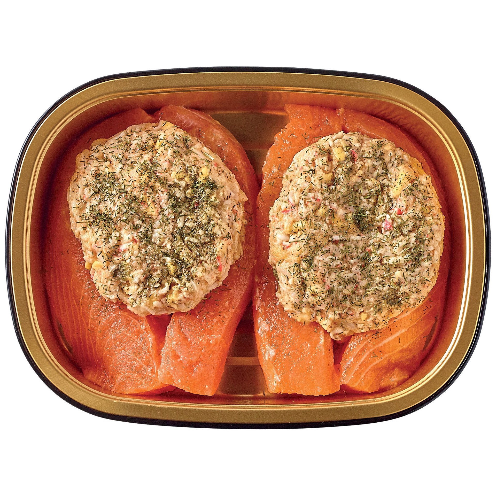 slide 1 of 1, Meal Simple by H-E-B Crab-Stuffed Atlantic Salmon Fillets, 2 ct