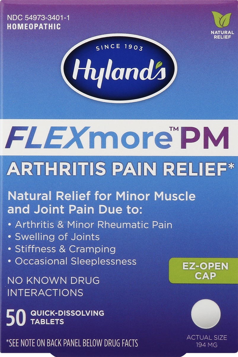 slide 8 of 9, Hyland's Homeopathic Flexmore Pm Arthritis Pain Relief Quick-Dissolving Tablets, 50 ct