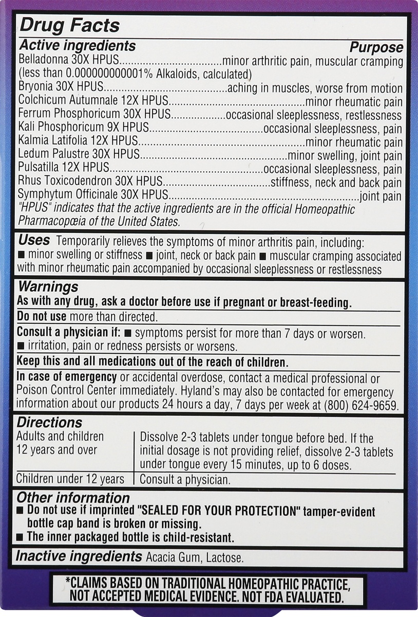 slide 9 of 9, Hyland's Homeopathic Flexmore Pm Arthritis Pain Relief Quick-Dissolving Tablets, 50 ct