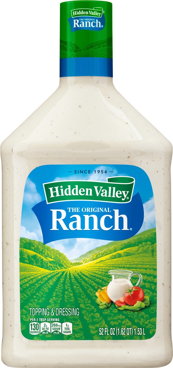 slide 3 of 9, Hidden Valley Original Ranch Salad Dressing & Topping, Gluten Free, Keto-Friendly - 52 Ounce Bottle, 52 fl oz