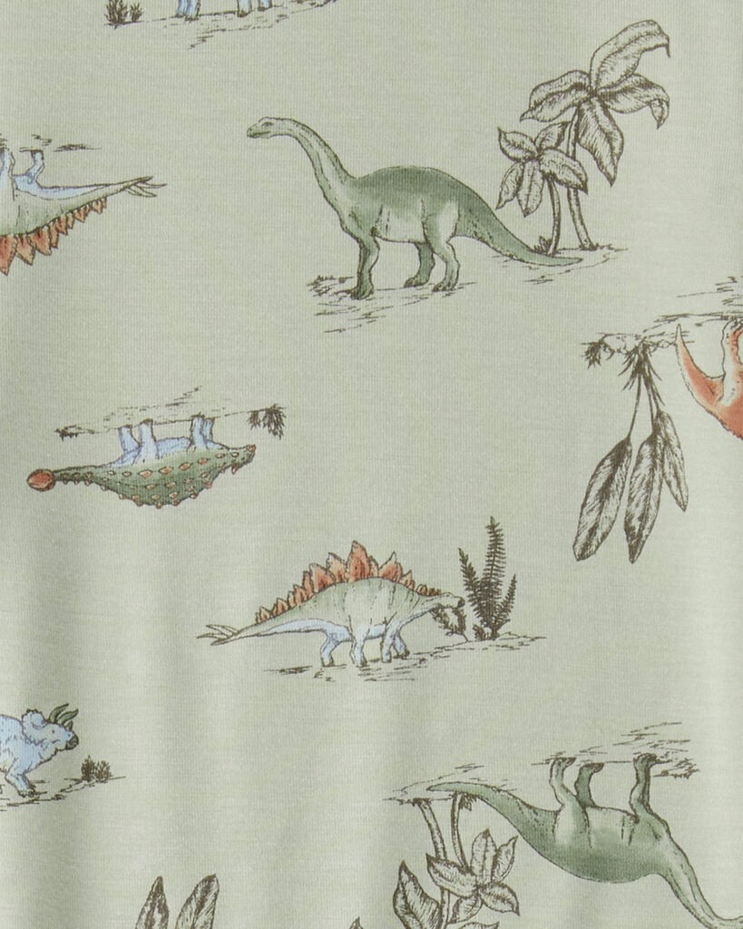 slide 2 of 3, Carter's Boys Dinosaur Print PurelySoft Long-Sleeve 2-Piece Pajamas - Green Green 14, 2 pc