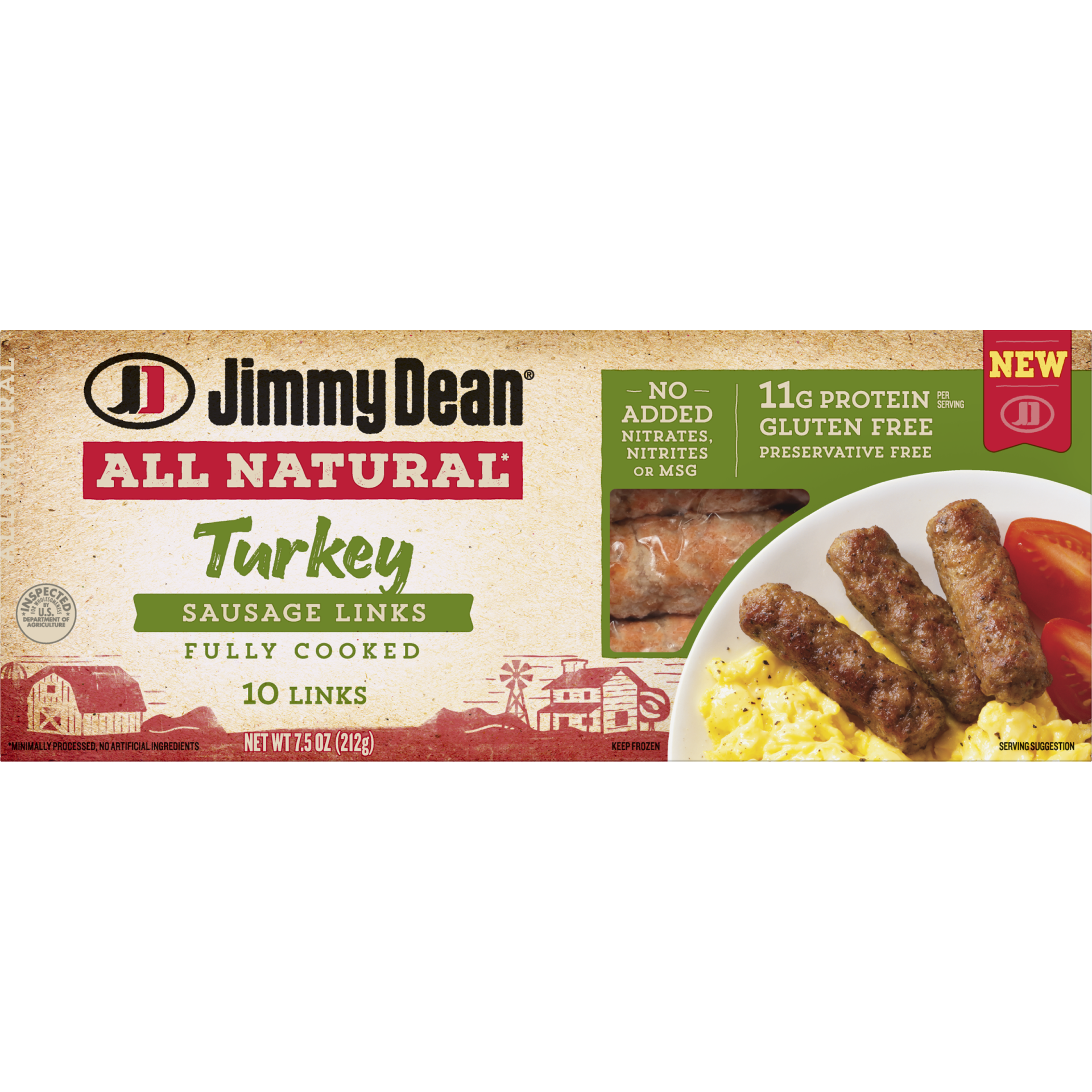 slide 1 of 6, Jimmy Dean, All Natural Fully Cooked Turkey Links, 7.5 oz