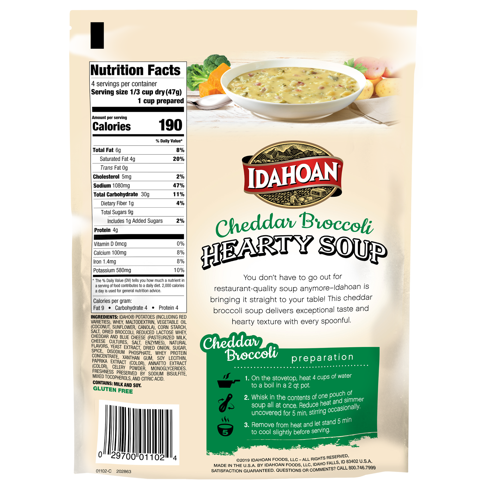 slide 3 of 6, Idahoan Cheddar Broccoli Hearty Soup 6.6 oz, 6.6 oz