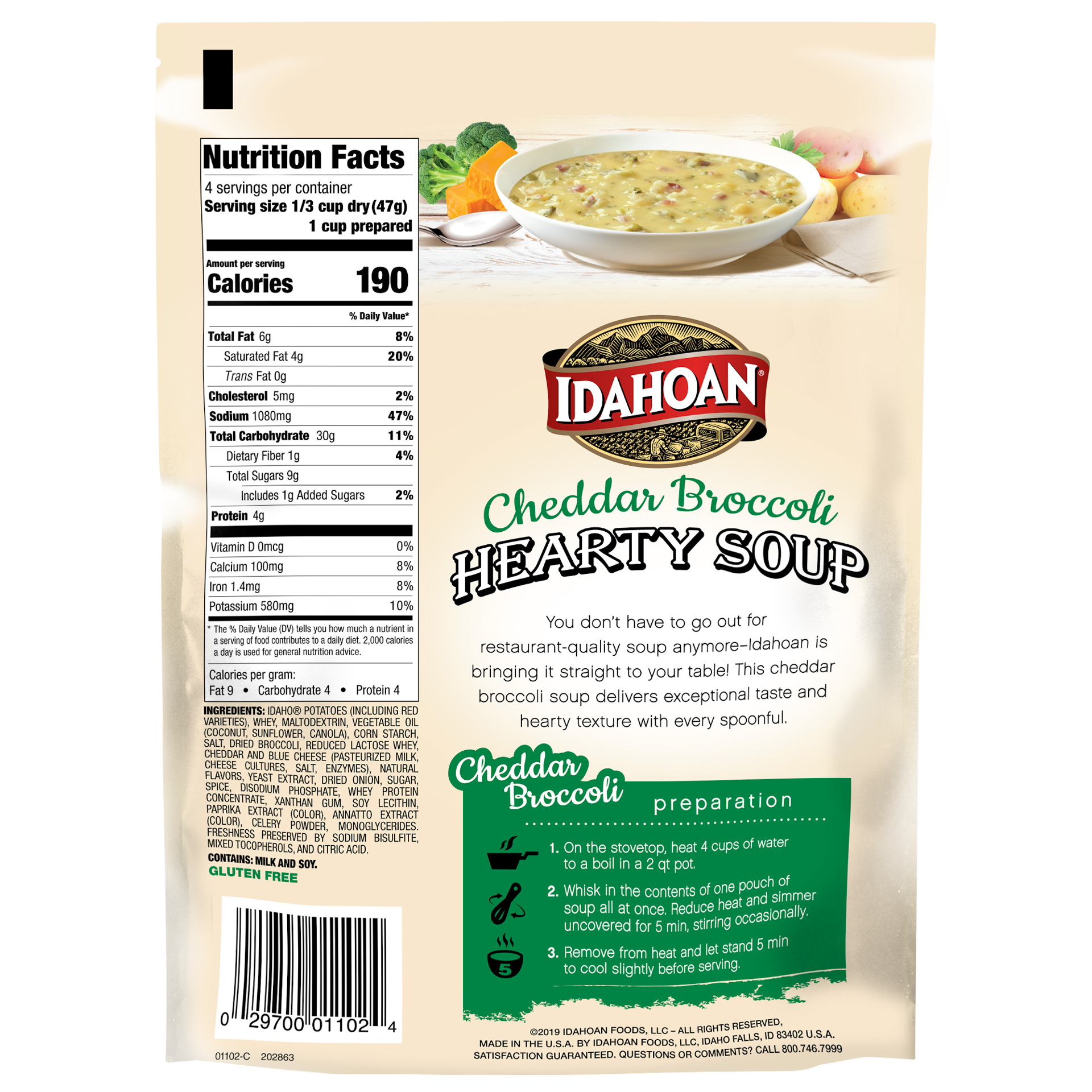 slide 6 of 6, Idahoan Cheddar Broccoli Hearty Soup 6.6 oz, 6.6 oz