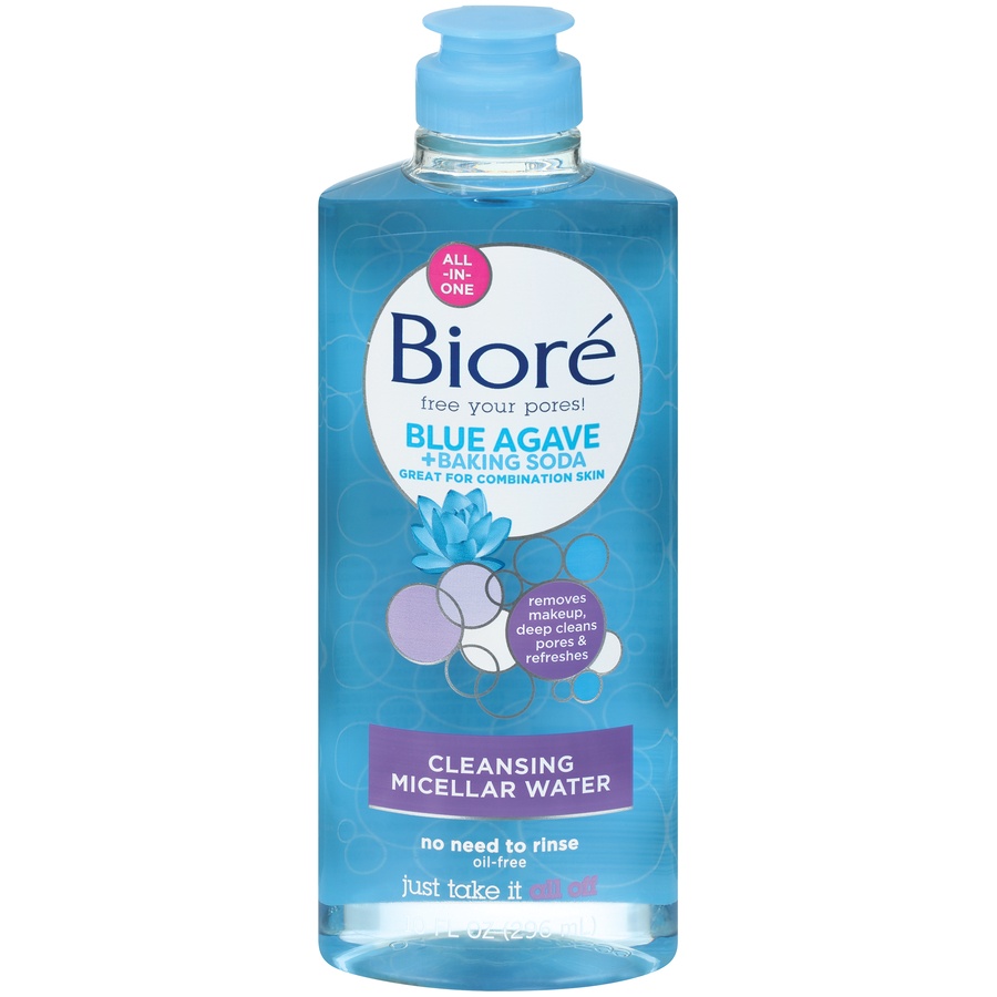 slide 1 of 7, Biore Baking Soda Cleansing Micellar Water Facial Cleanser, 10 fl oz