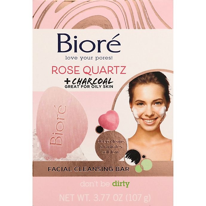 slide 3 of 4, Biore Rose Quartz + Charcoal Gentle Cleansing Bar, 3.77 oz