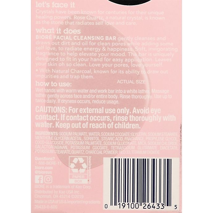 slide 4 of 4, Biore Rose Quartz + Charcoal Gentle Cleansing Bar, 3.77 oz