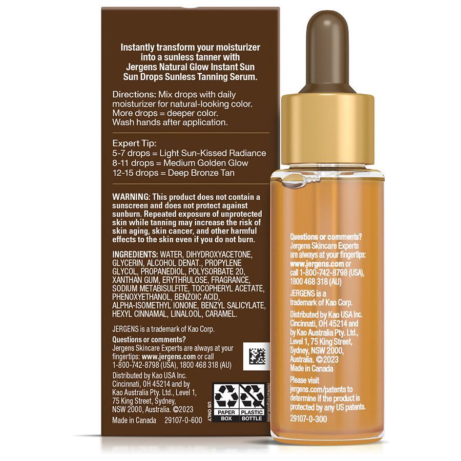 slide 4 of 5, Jergens Natural Glow Instant Sun Drops Self Tan Serum, 1 fl oz