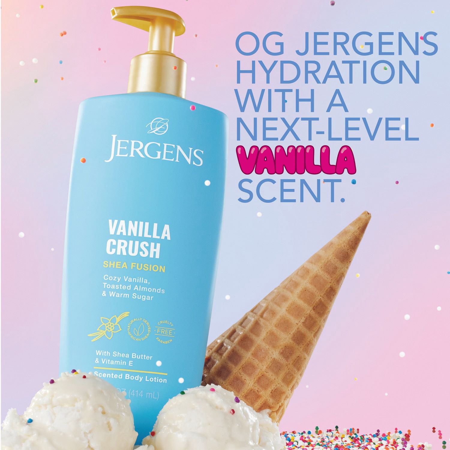 slide 4 of 7, Jergens Shea Fusion Scented Vanilla Crush Body Lotion 14 fl oz, 14 fl oz
