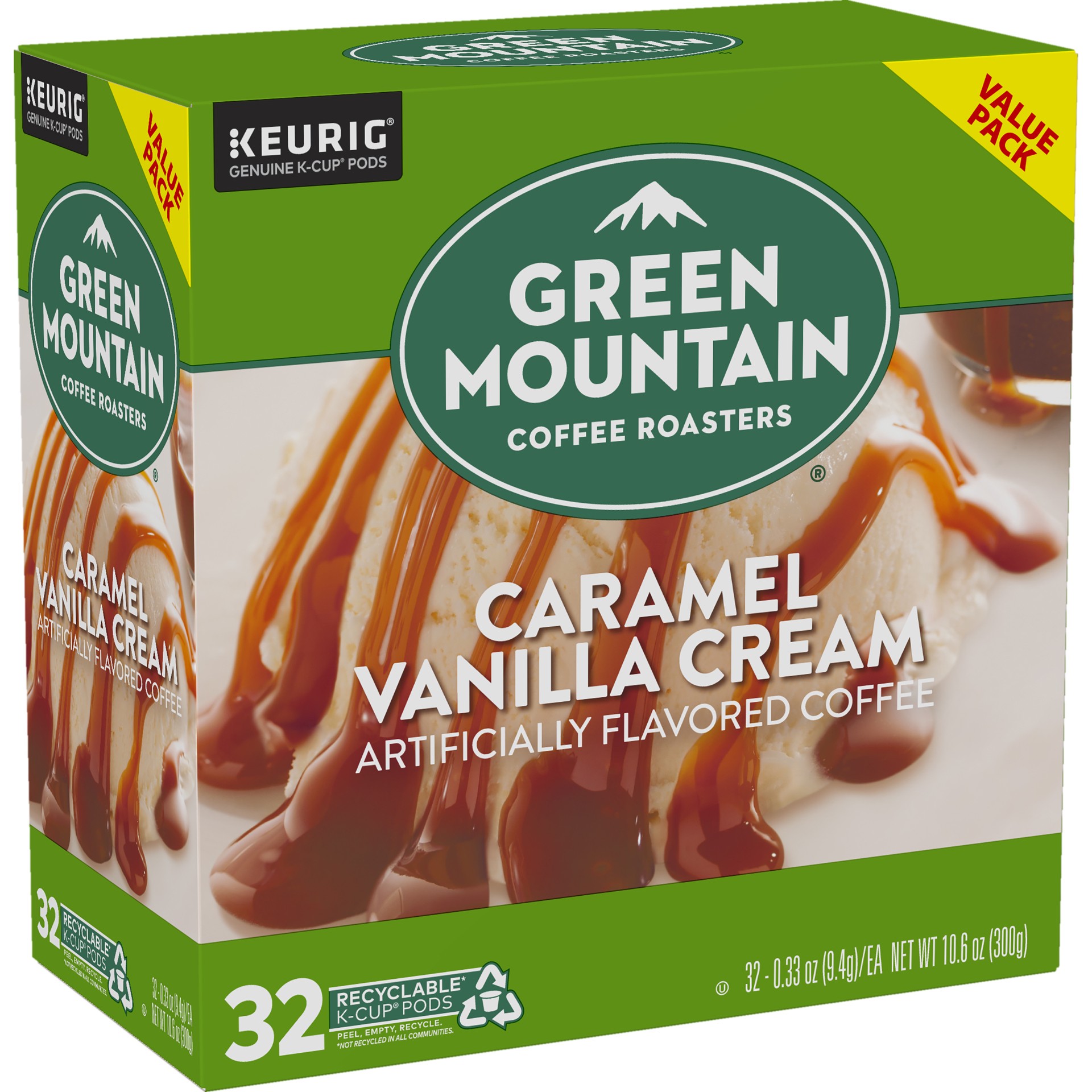 slide 3 of 5, Green Mountain Coffee Caramel Vanilla Cream Keurig Single-Serve K-Cup Pods, Light Roast Coffee, 32 Count, 32 ct