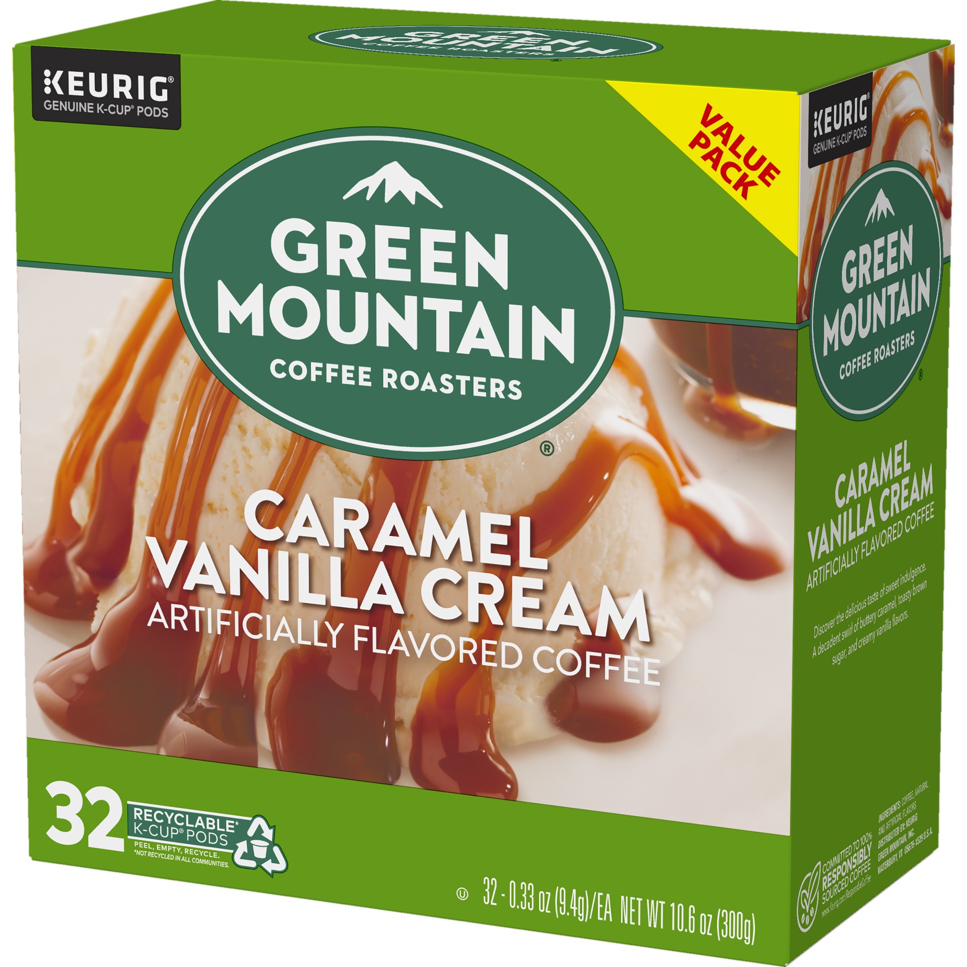 slide 4 of 5, Green Mountain Coffee Caramel Vanilla Cream Keurig Single-Serve K-Cup Pods, Light Roast Coffee, 32 Count, 32 ct