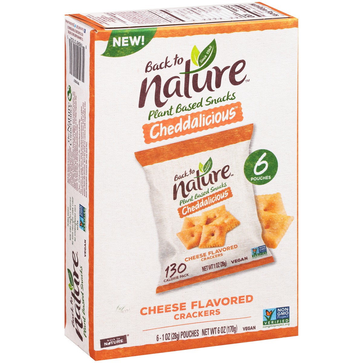 slide 7 of 9, Back to Nature™ Cheddalicious™ Cheese Flavored Crackers 6-1 oz. Pouches, 6 oz