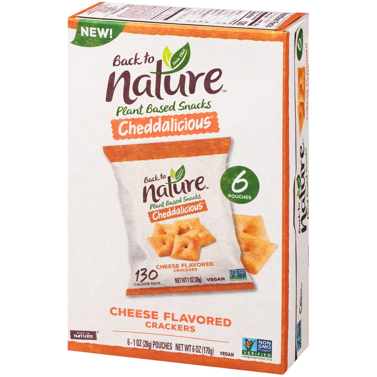 slide 2 of 9, Back to Nature™ Cheddalicious™ Cheese Flavored Crackers 6-1 oz. Pouches, 6 oz