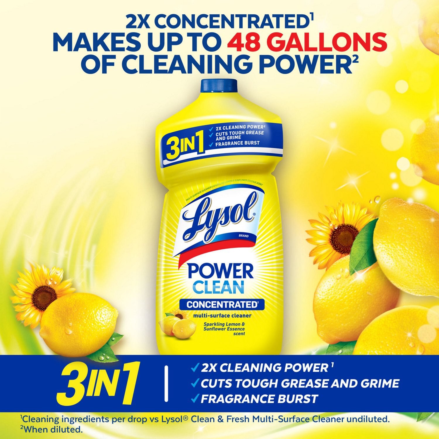 slide 5 of 6, LysolâAll Purpose Cleaner-Pourable Sparkling Lemon&Nbsp;9/48 Oz., 48 oz