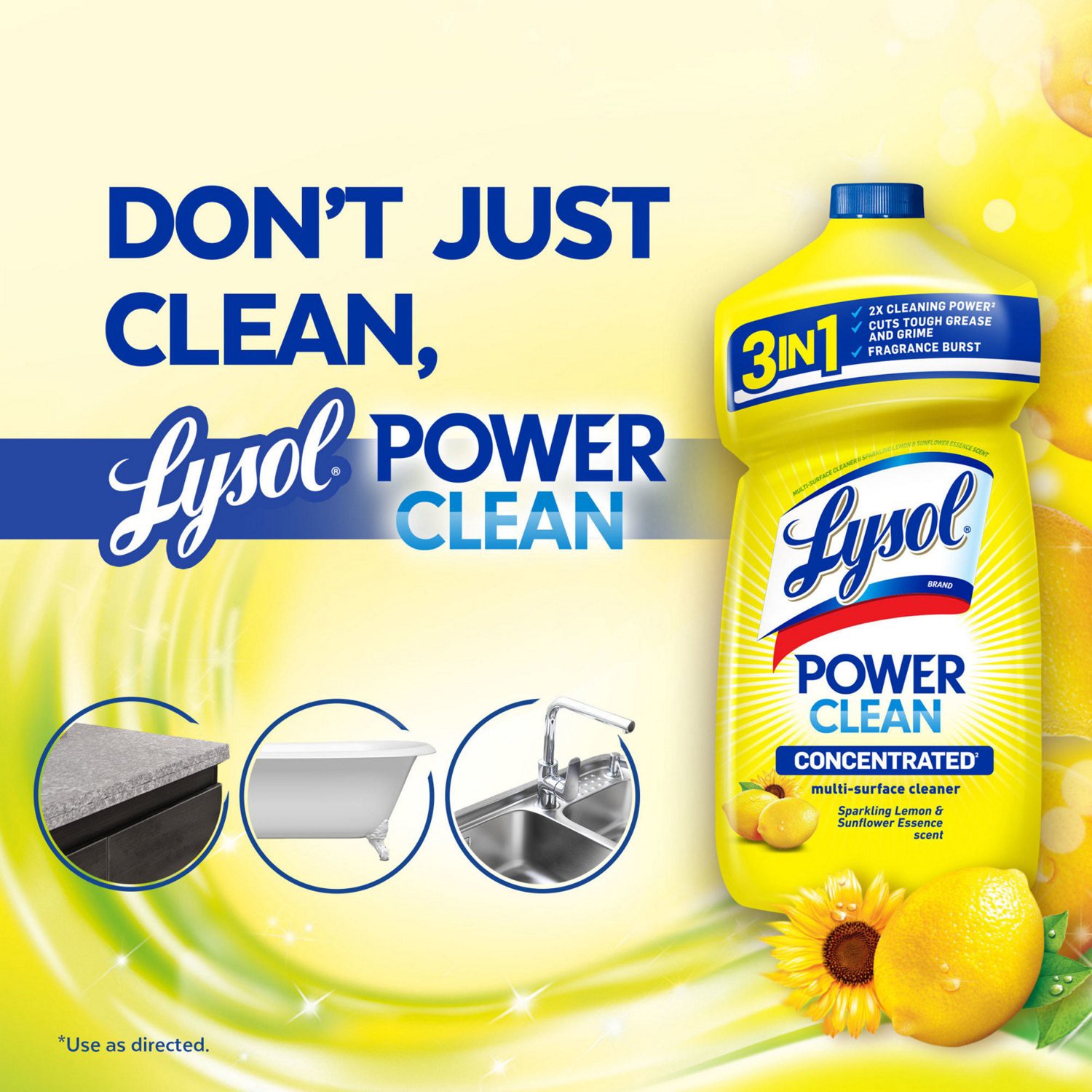 slide 2 of 6, LysolâAll Purpose Cleaner-Pourable Sparkling Lemon&Nbsp;9/48 Oz., 48 oz