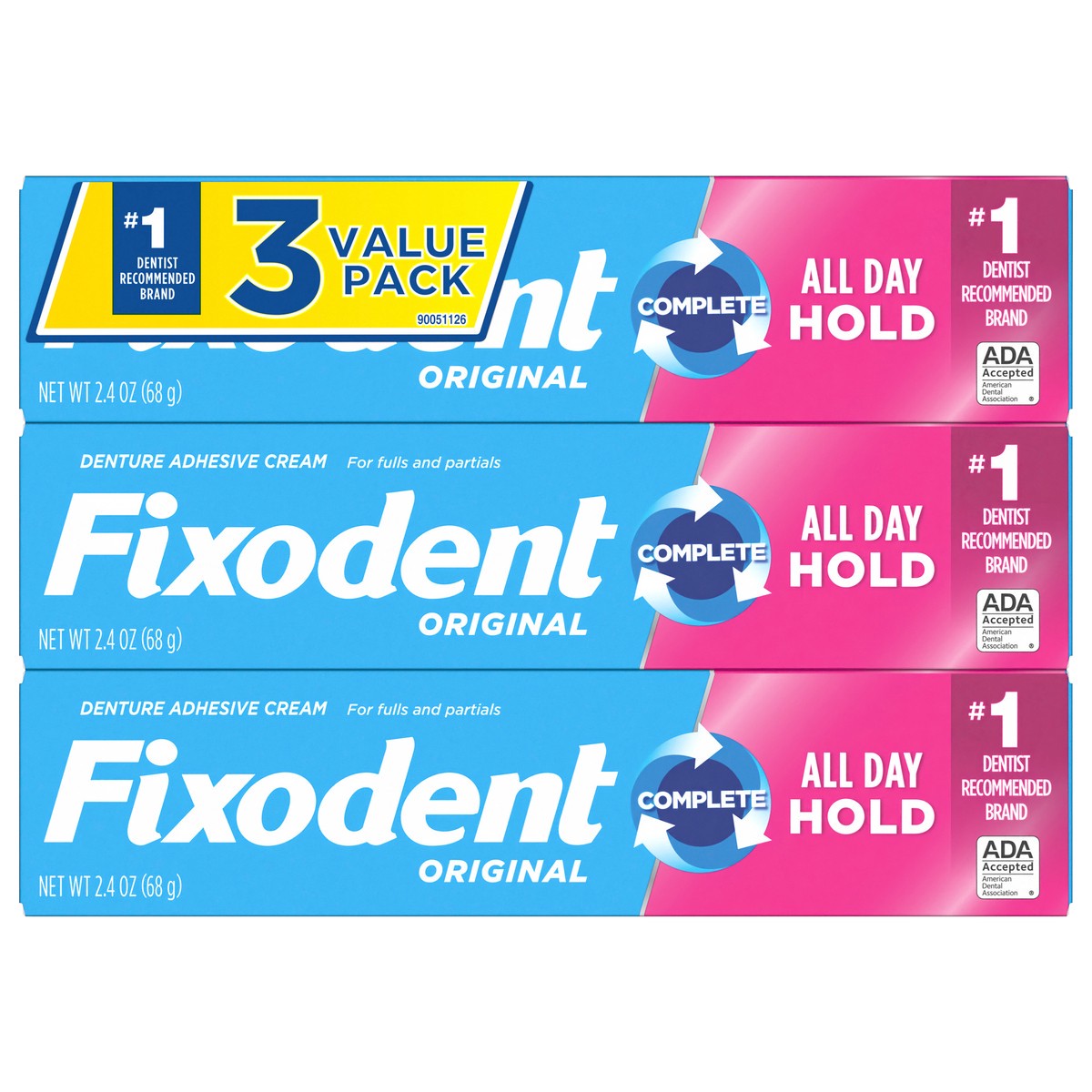 slide 1 of 5, Fixodent Complete Original Denture Adhesive Cream, 3 ct; 2.4 oz