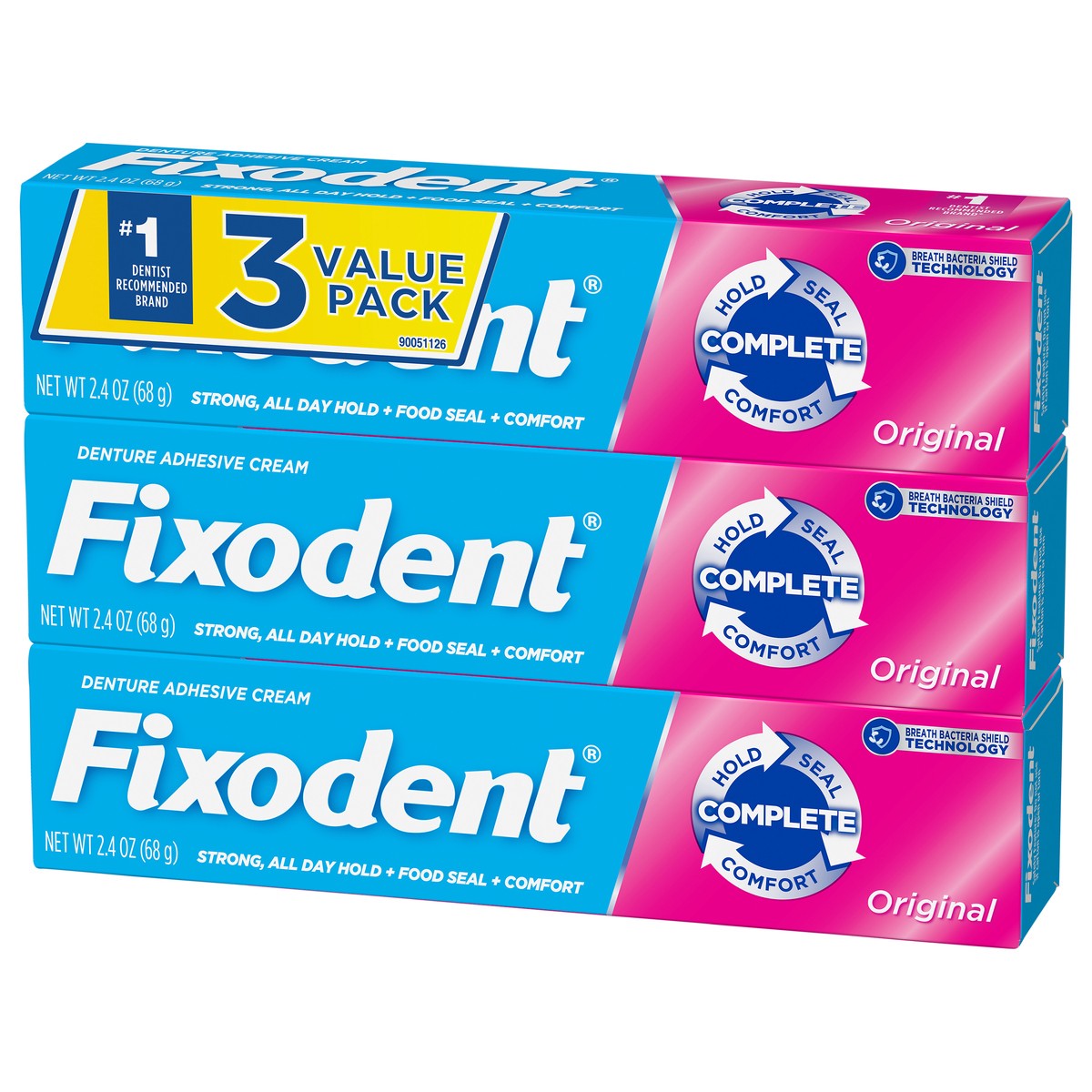 slide 3 of 5, Fixodent Complete Original Denture Adhesive Cream, 3 ct; 2.4 oz