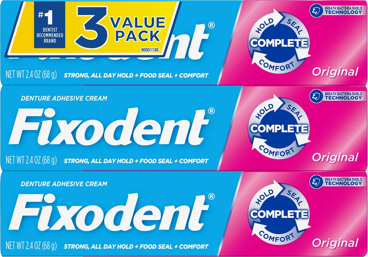 slide 5 of 5, Fixodent Complete Original Denture Adhesive Cream, 3 ct; 2.4 oz