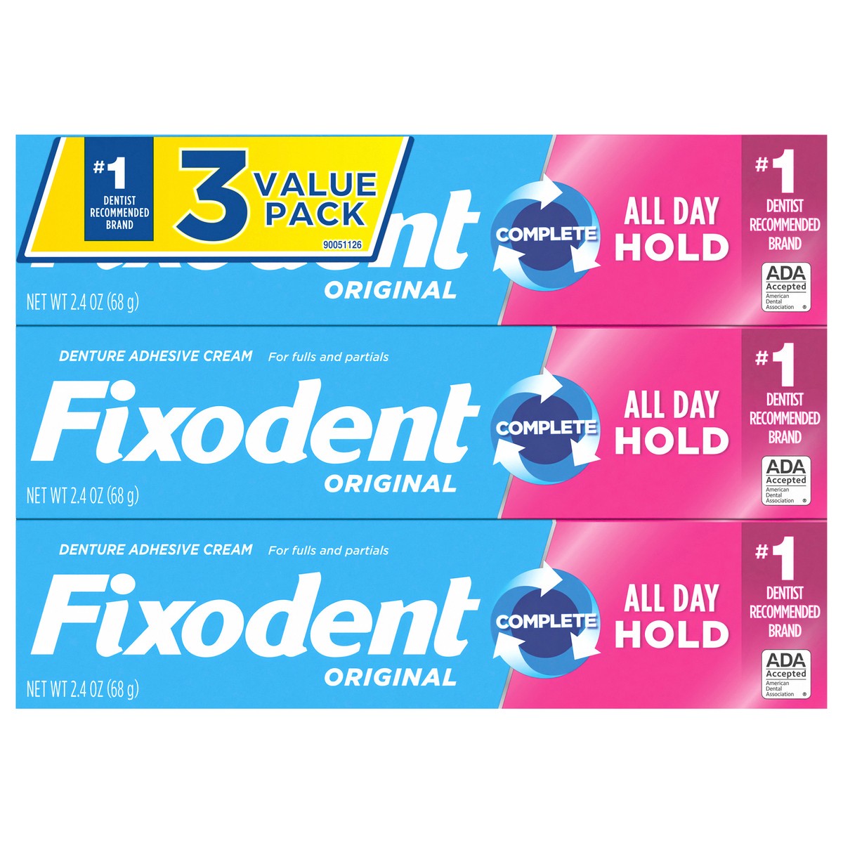 slide 1 of 5, Fixodent Complete Original Denture Adhesive Cream, 3 ct; 2.4 oz