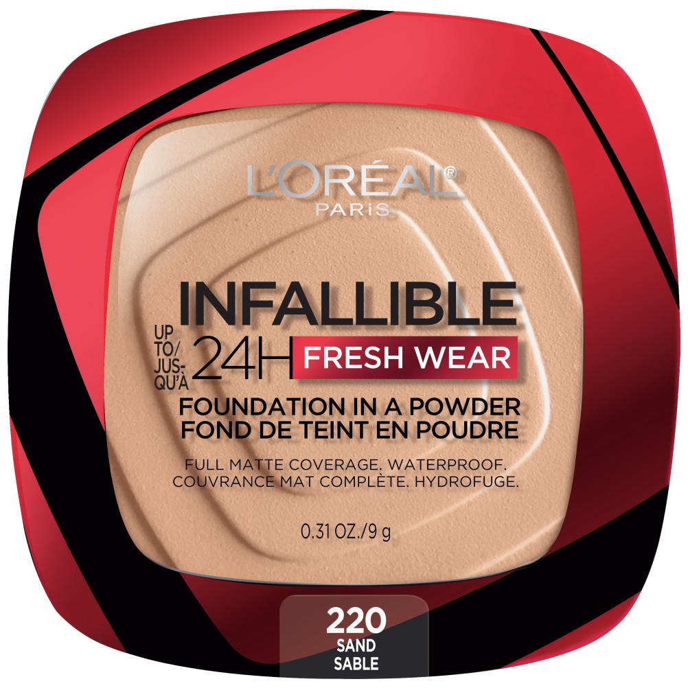 slide 1 of 1, L'Oréal Infallible Up to 24H Fresh Wear Foundation in a Powder - 220 Sand - 0.31oz, 0.31 oz