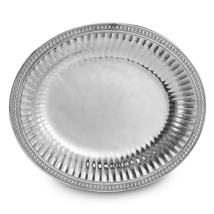 slide 1 of 1, Wilton Armetale Flutes and Pearls Oval Tray, 1 ct