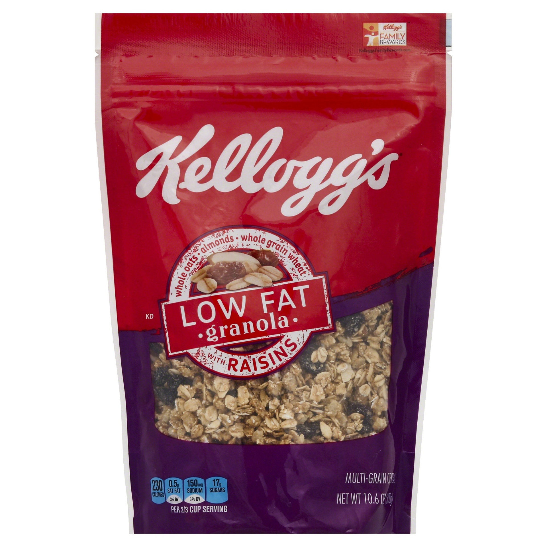 slide 1 of 1, Kellogg's Granola, Low-Fat, with Raisins, 10.6 oz