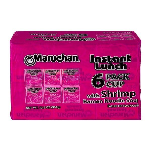 slide 1 of 8, Maruchan Instant Lunch Ramen Noodle Soup with Shrimp, 6 ct; 2.25 oz