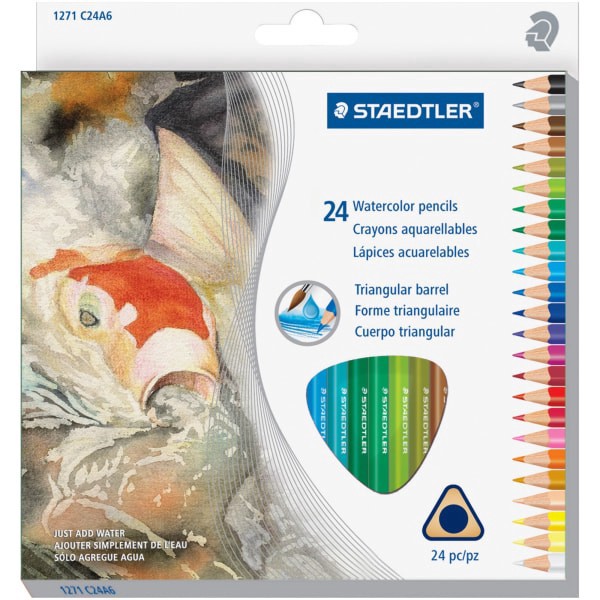 slide 2 of 3, STAEDTLER Watercolor Pencils, Assorted Colors, Box Of 24 Pencils, 24 ct