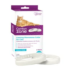 Comfort Zone Cat Calming Pheromone Collar, Anxiety & Stress Relief Aid, Breakaway Design, 2 Pack