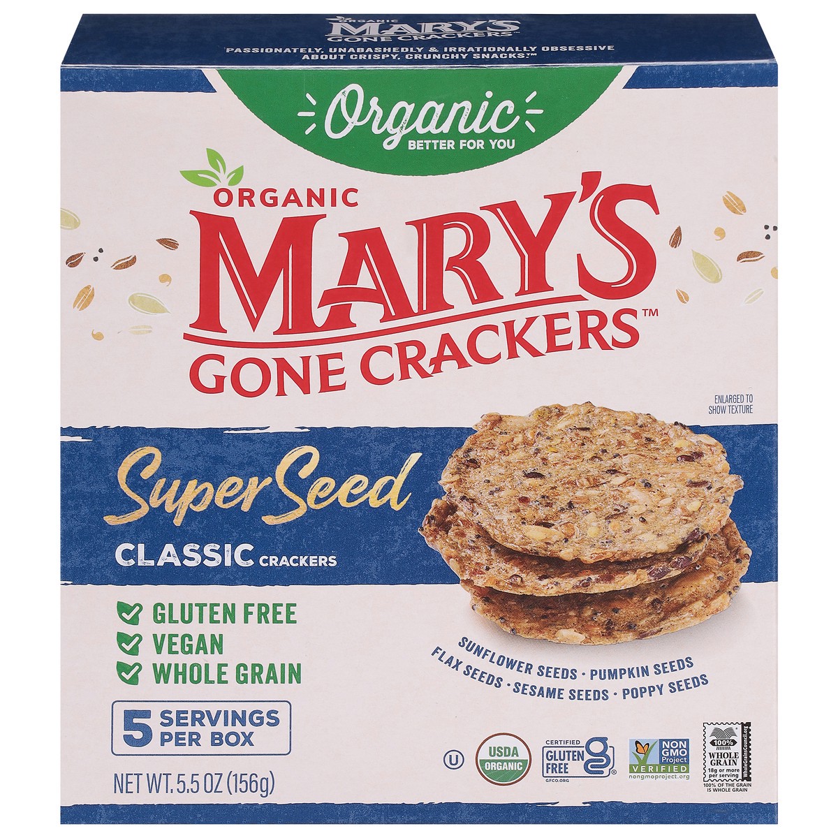 slide 1 of 4, Mary's Gone Crackers Organic Super Seed Classic Crackers 5.5 oz, 5.5 oz