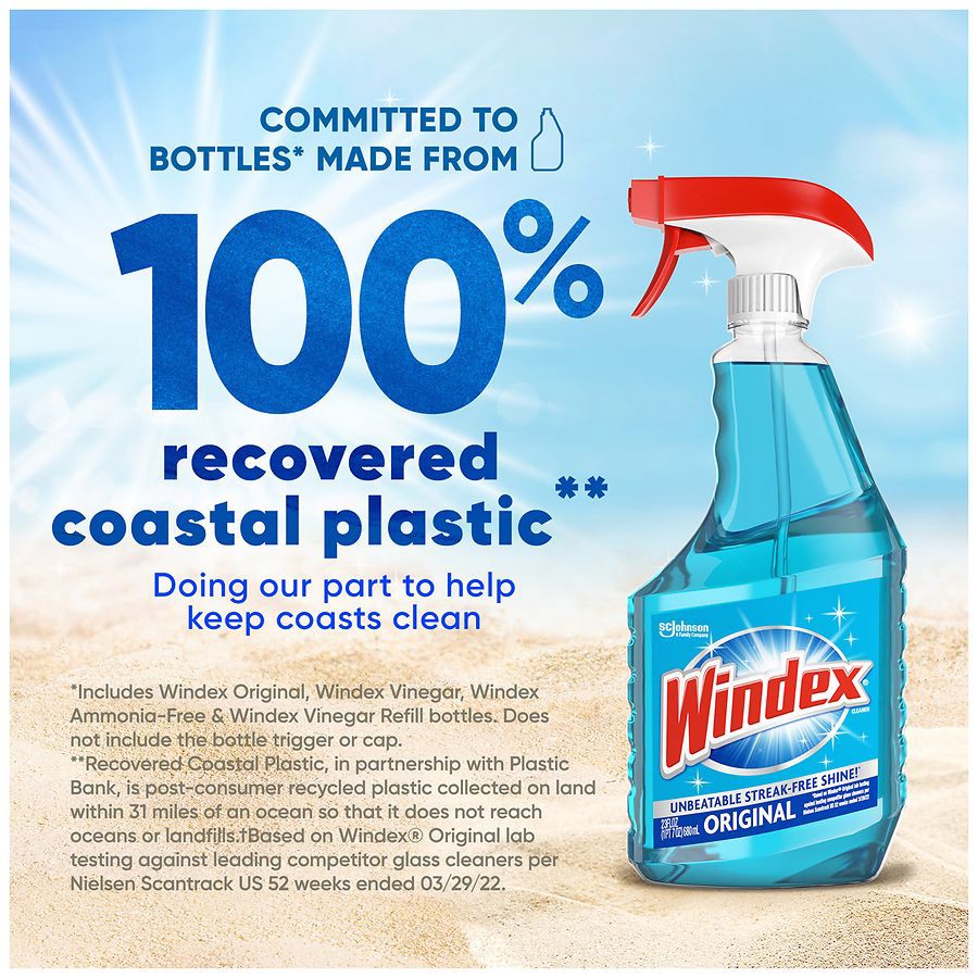 slide 4 of 5, Windex Glass Cleaner, Original Blue, Spray Bottle, 23 fl oz, 23 fl oz