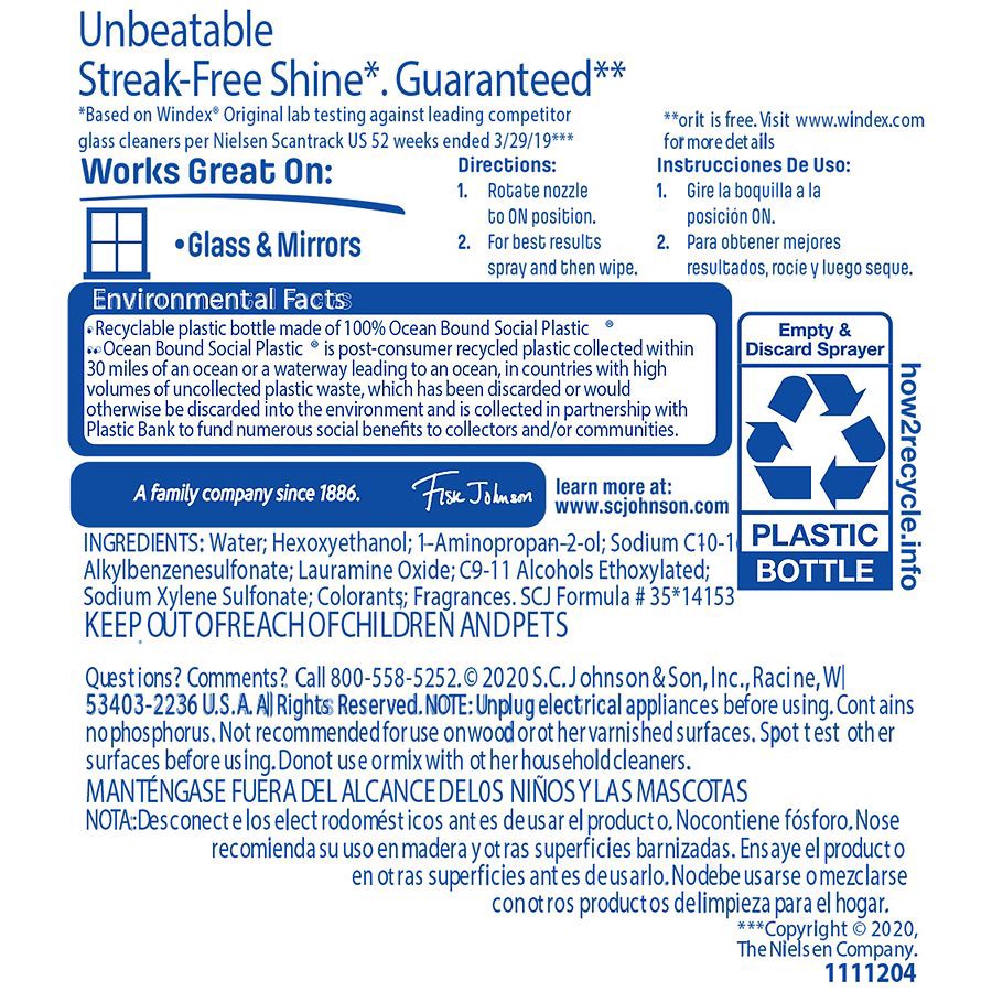 slide 5 of 5, Windex Glass Cleaner, Original Blue, Spray Bottle, 23 fl oz, 23 fl oz