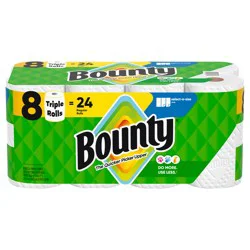 Bounty Paper Towels Select-A-Size White, 8 Triple Rolls, 123 Sheets Per Roll